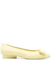 Ferragamo Viva Vara Bow Ballerina Shoes In Yellow