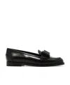 Ferragamo Vivaldo Leather Ballerina Shoes In Black