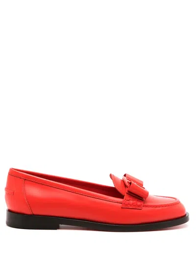 Ferragamo Vivaldo Logo-plaque Leather Loafer In Red