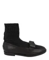 Ferragamo Vit Art Wool Sock Bow Loafer In Black