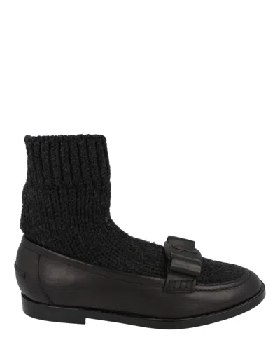 Ferragamo Vivaldo Sock Loafers In Black