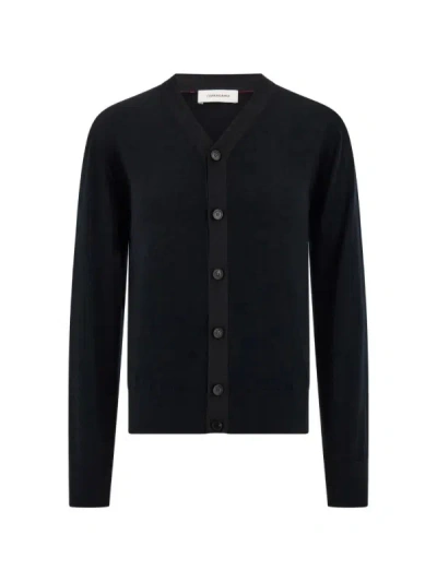 Ferragamo V-neck Button-up Cardigan In Black
