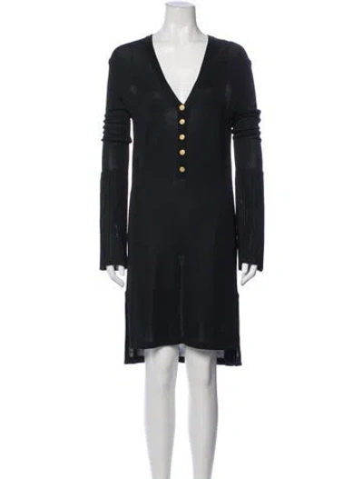 Pre-owned Ferragamo V-neck Knee-length Dress In Blue