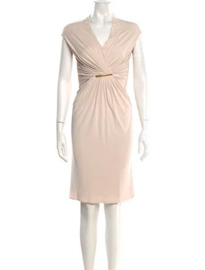 Pre-owned Ferragamo V-neck Knee-length Dress In Pink