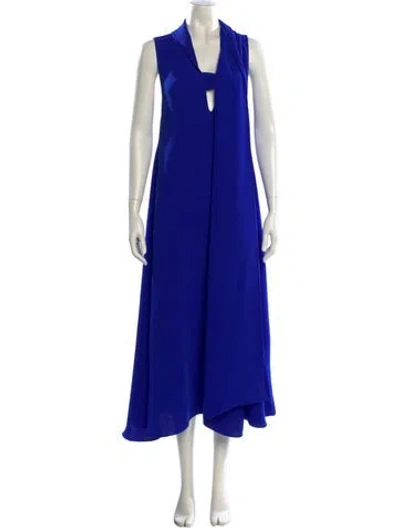 Pre-owned Ferragamo V-neck Long Dress In Blue