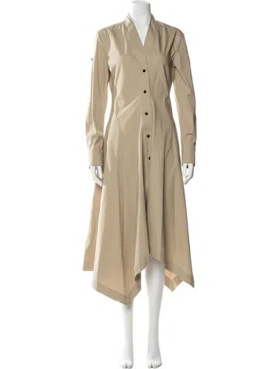 Pre-owned Ferragamo V-neck Long Dress In Neutral