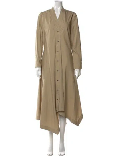 Pre-owned Ferragamo V-neck Long Dress In Neutral