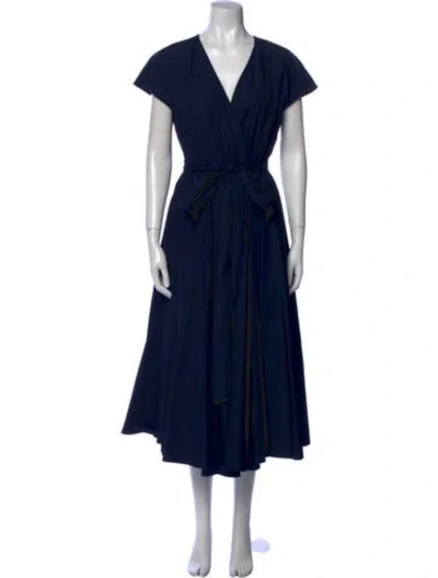 Pre-owned Ferragamo V-neck Long Dress W/ Tags In Blue