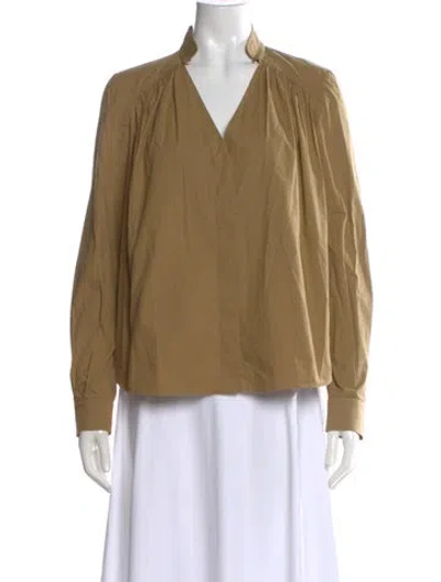 Pre-owned Ferragamo V-neck Long Sleeve Blouse In Neutral