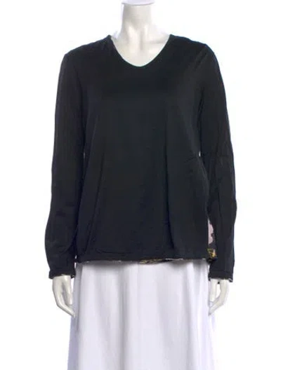 Pre-owned Ferragamo V-neck Long Sleeve Top In Black