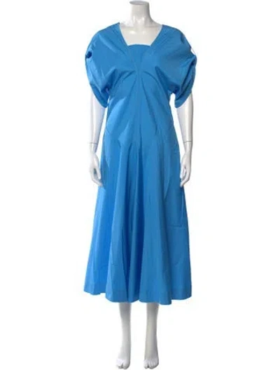 Pre-owned Ferragamo V-neck Midi Length Dress In Blue
