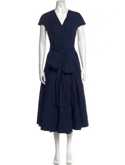 Pre-owned Ferragamo V-neck Midi Length Dress In Blue