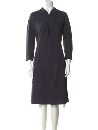 Pre-owned Ferragamo V-neck Midi Length Dress In Gray