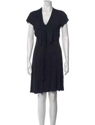 Pre-owned Ferragamo V-neck Mini Dress In Black