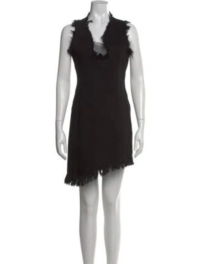 Pre-owned Ferragamo V-neck Mini Dress In Black