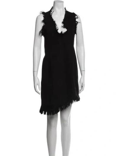Pre-owned Ferragamo V-neck Mini Dress In Black