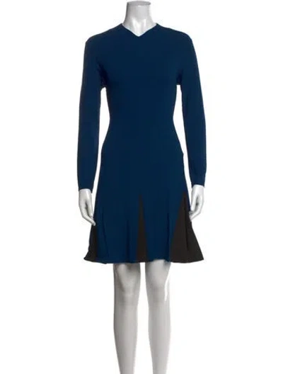 Pre-owned Ferragamo V-neck Mini Dress In Blue