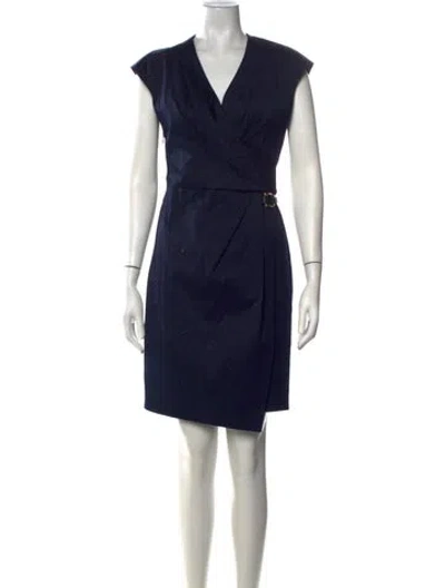 Pre-owned Ferragamo V-neck Mini Dress In Blue