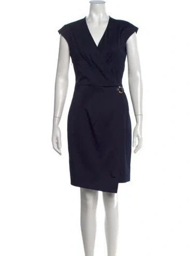 Pre-owned Ferragamo V-neck Mini Dress In Blue