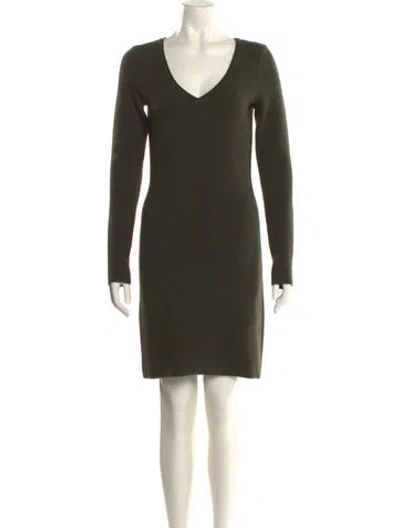 Pre-owned Ferragamo V-neck Mini Dress In Green