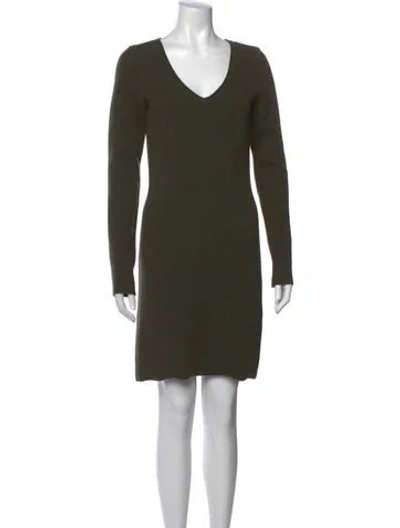 Pre-owned Ferragamo V-neck Mini Dress In Green