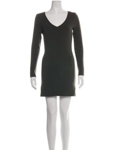 Pre-owned Ferragamo V-neck Mini Dress In Grey