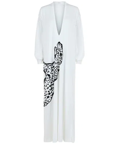 Ferragamo V-neck Oversized Maxi Dress In White