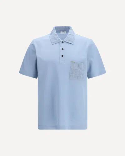 Ferragamo V-neck Polo With Jacquard Pocket Detail In Multi