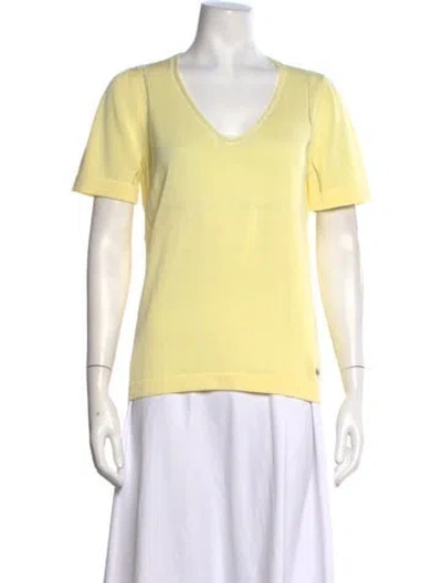 Pre-owned Ferragamo V-neck Short Sleeve T-shirt W/ Tags In Yellow