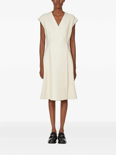 Ferragamo V-neck Sleeveless Mini Dress In White