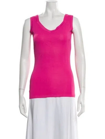 Pre-owned Ferragamo V-neck Sleeveless Top In Pink