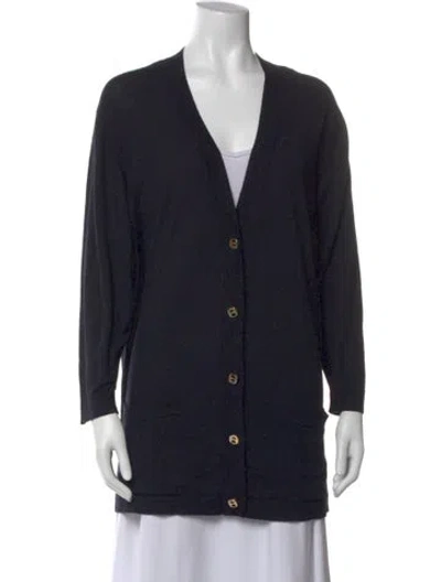 Pre-owned Ferragamo V-neck Sweater In Blue