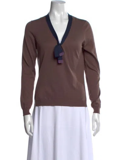 Pre-owned Ferragamo V-neck Sweater In Brown