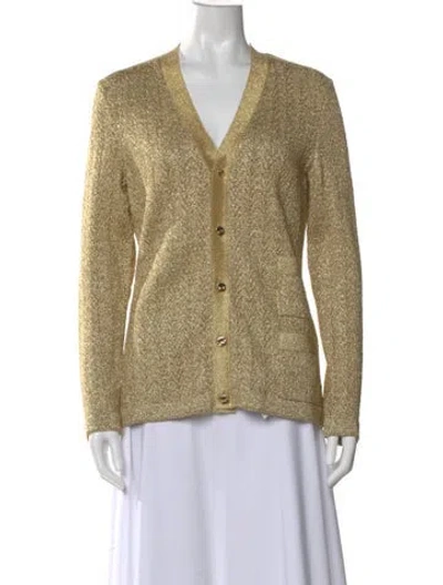 Pre-owned Ferragamo V-neck Sweater In Gold