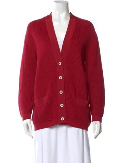 Pre-owned Ferragamo V-neck Sweater In Red