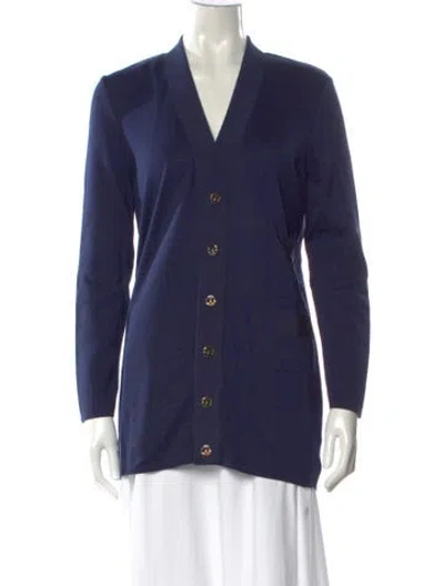 Pre-owned Ferragamo V-neck Sweater W/ Tags In Blue