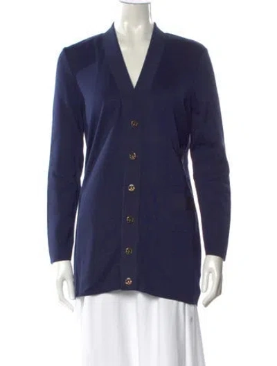 Pre-owned Ferragamo V-neck Sweater W/ Tags In Blue