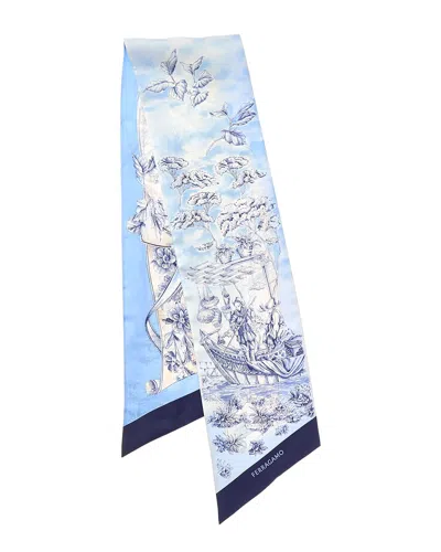 Ferragamo Voyage Print Silk Scarf In Multi