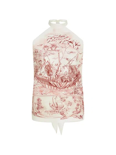 Ferragamo Voyage-print Foulard Top In White