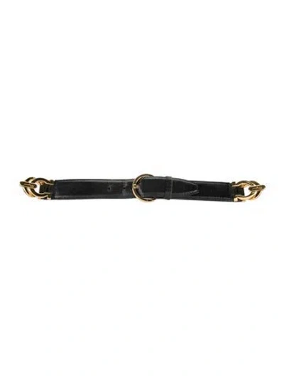 Pre-owned Ferragamo Waist Belt Embossed Leather Belt In Black