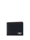 Ferragamo Gancini Leather Bifold Wallet In Black
