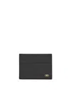 Ferragamo Black Card Holder With Micro Gancini On The Front And Logo Lettering On The Rear In Black