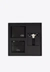 Ferragamo Wallet, Cardholder And Keyring Gift Set - Set Of 3 In Brown