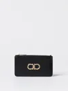 Ferragamo Gancini Leather Cardholder In Black