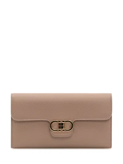 Ferragamo Wallet On Chain In Warm Taupe-new Olive