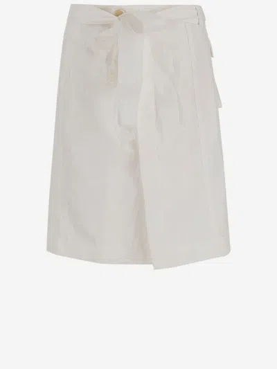 Ferragamo Wallet Skirt Made Of Cotton Blend In White