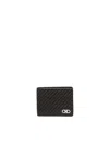 Ferragamo Two-tone Woven Leather Bi-fold Wallet In Green