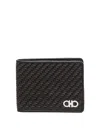 Ferragamo Two-tone Woven Leather Bi-fold Wallet In Green