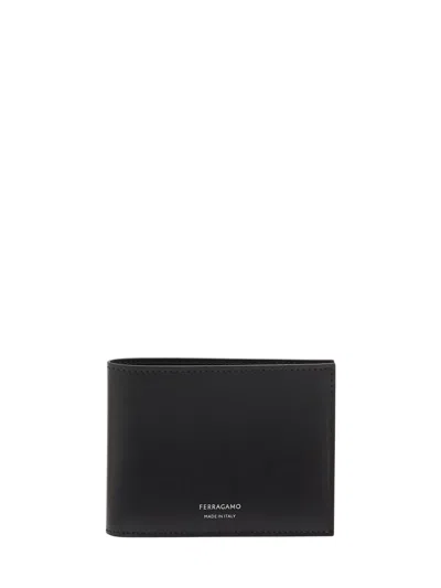 Ferragamo Bi-fold Leather Wallet In Black