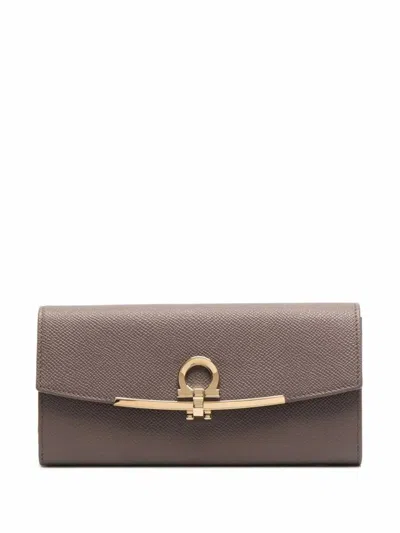 Ferragamo Taupe Continental Wallet In Brown